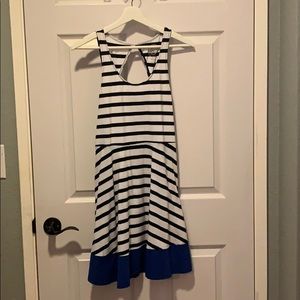 Black and white stripped A line dress